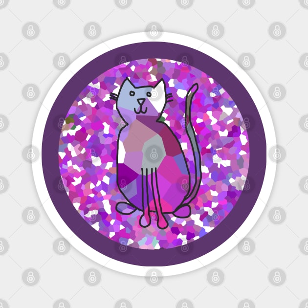 Cat on Purple Circle Magnet by ellenhenryart